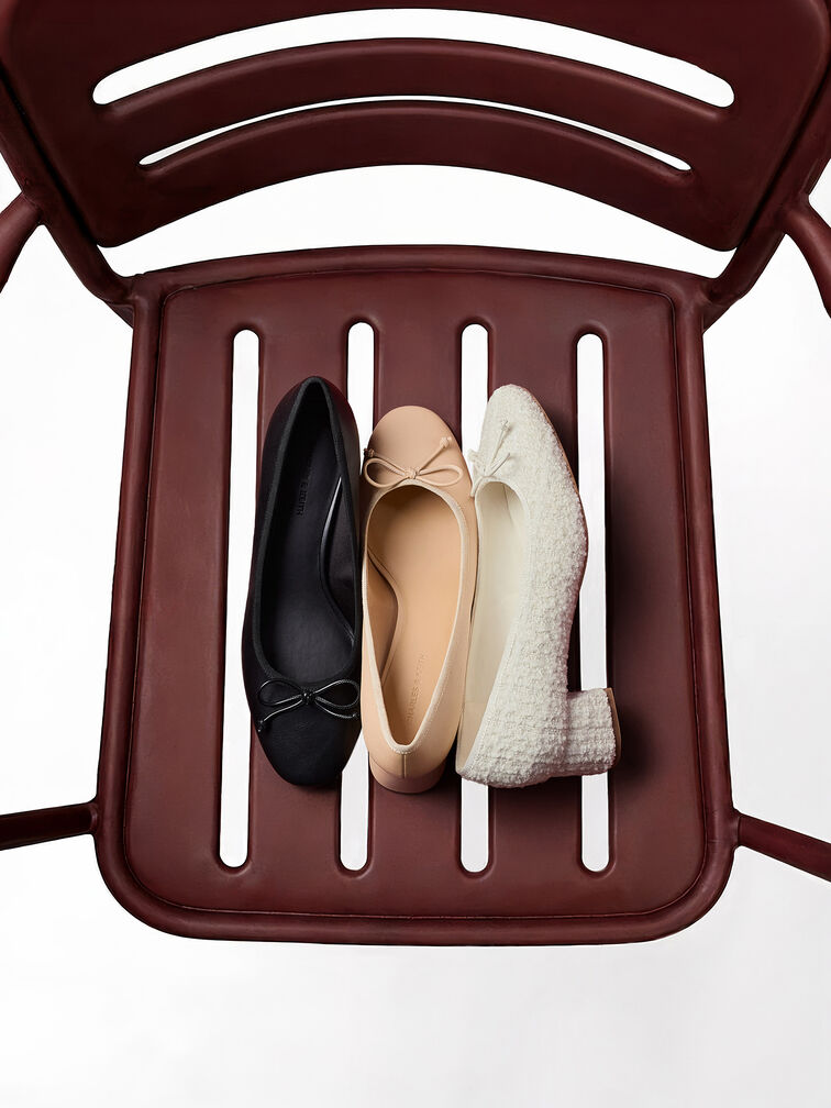 Tweed Bow Ballet Pumps, Multi, hi-res