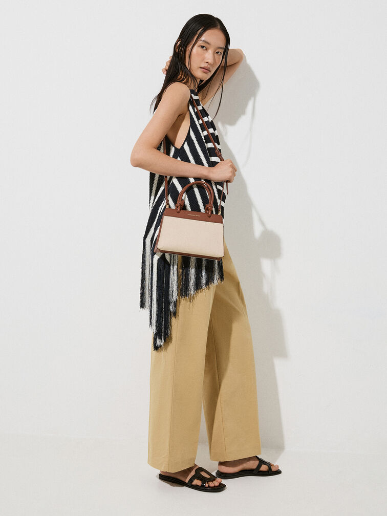 Sabine Canvas Knotted-Handle Tote Bag, Chocolate, hi-res