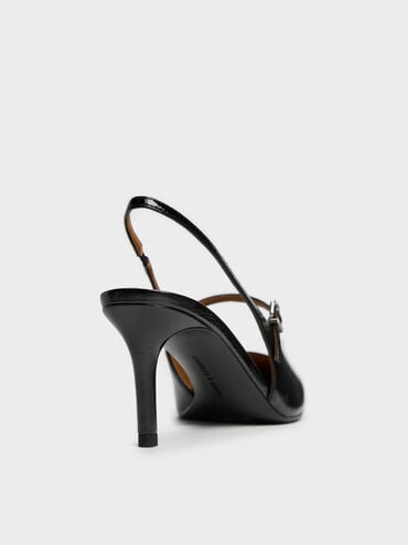 Pointed Slingback Mary Jane Pumps, Black, hi-res