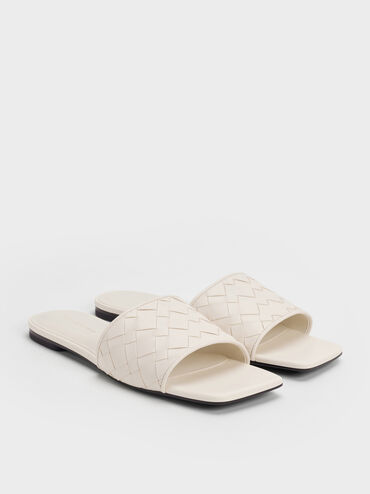 Ivette Woven Slide Sandals, Chalk, hi-res