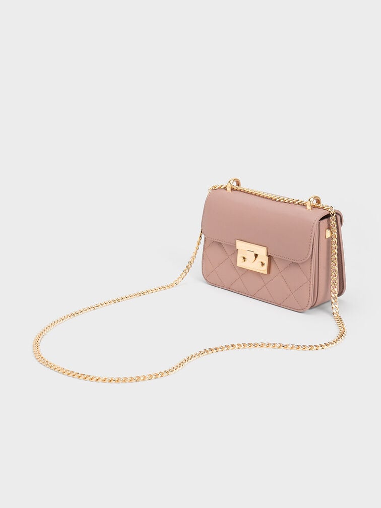 Alva Quilted Chain-Handle Bag, Blush, hi-res
