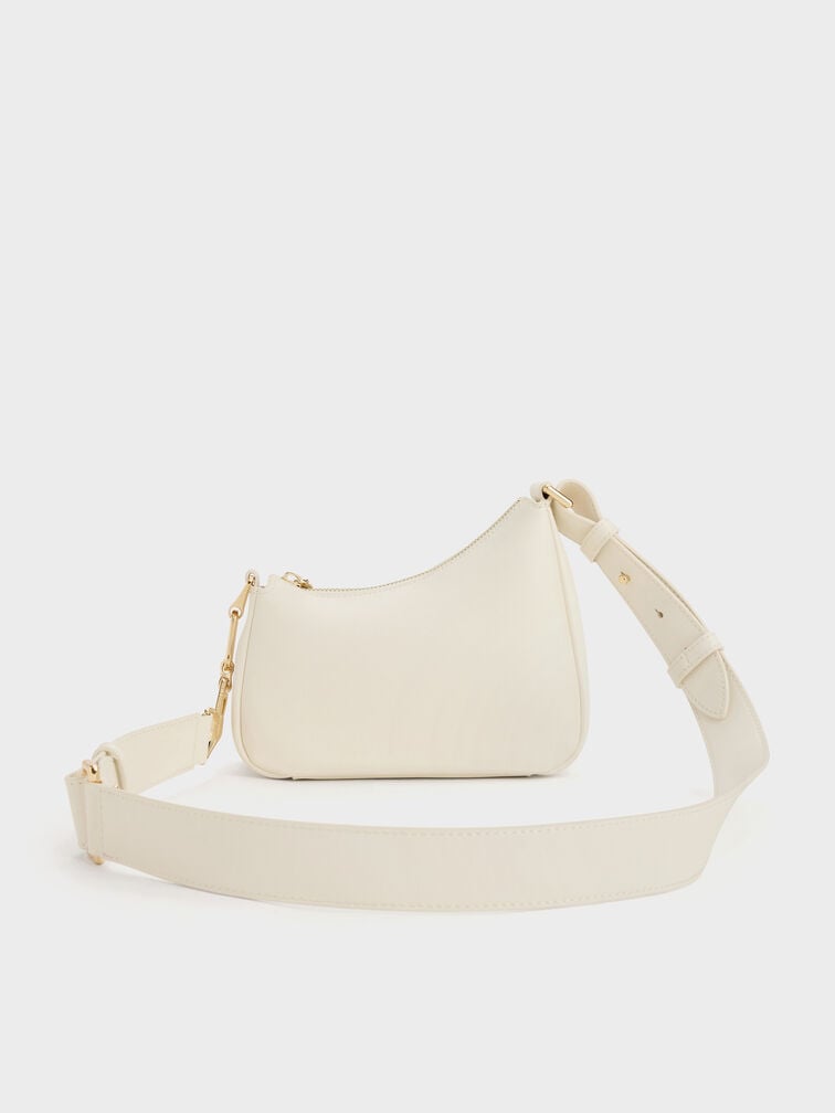 Mini Agatha Chain-Accent Shoulder Bag, Cream, hi-res