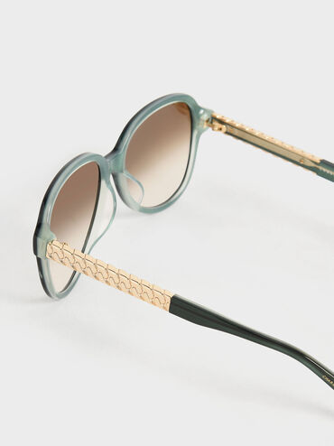 نظارة شمسية أفياتور بذراع معدني مجدول, أخضر, hi-res