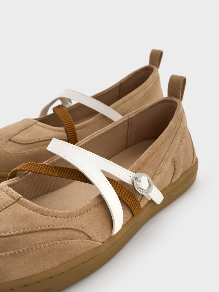 Tiggy Faux Suede Two-Tone Ballet Sneakers, Sand, hi-res