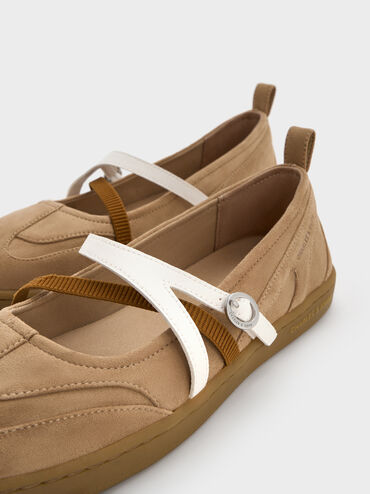 Tiggy Faux Suede Two-Tone Ballet Sneakers, Sand, hi-res