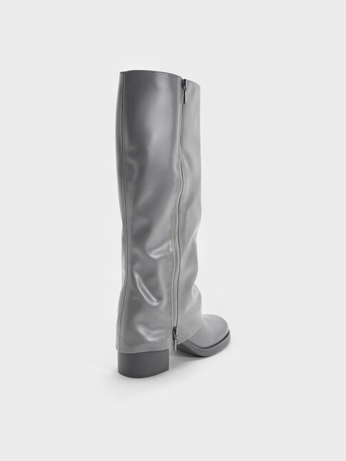 Louise Burnished Knee-High Boots, Light Grey, hi-res