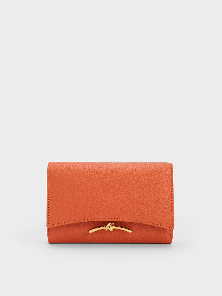 Huxley Metallic-Accent Front Flap Wallet, Orange, hi-res