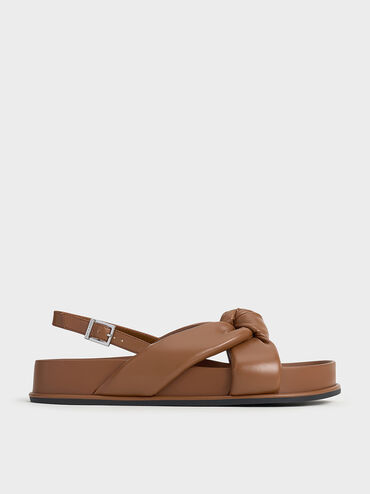 Rosetta Knotted Puffy Sandals, Cognac, hi-res