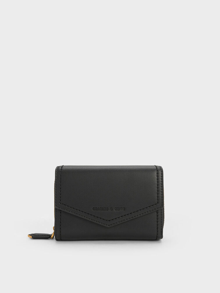 Stitch Trim Envelope Wallet, Black, hi-res