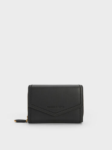 Stitch Trim Envelope Wallet, Black, hi-res