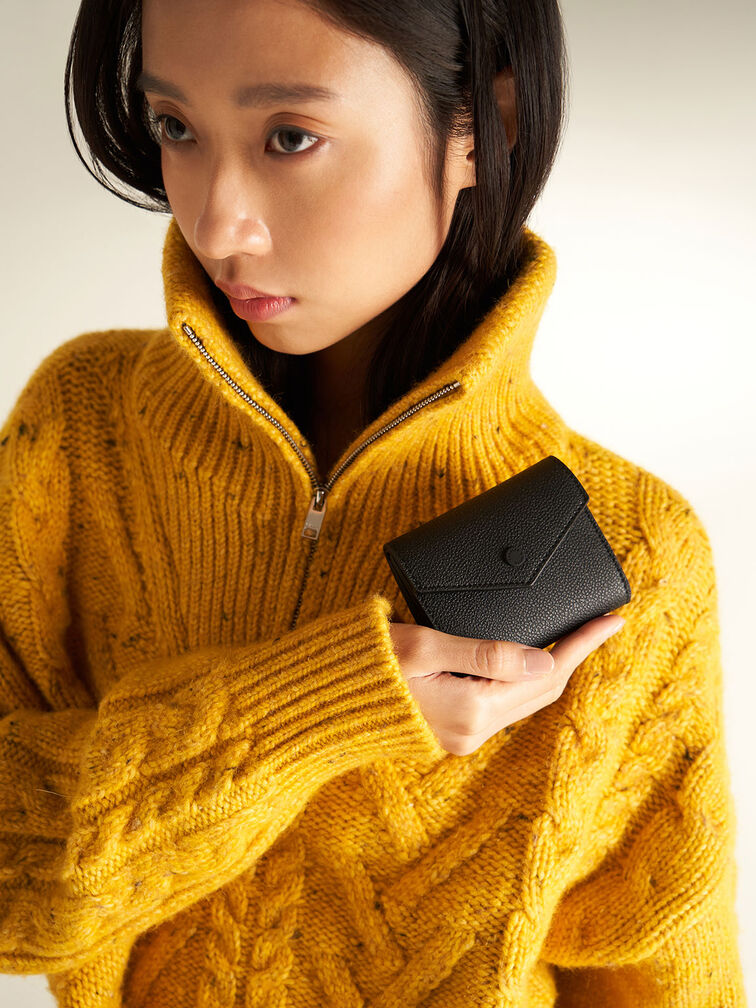 Marlowe Short Envelope Wallet, Black, hi-res