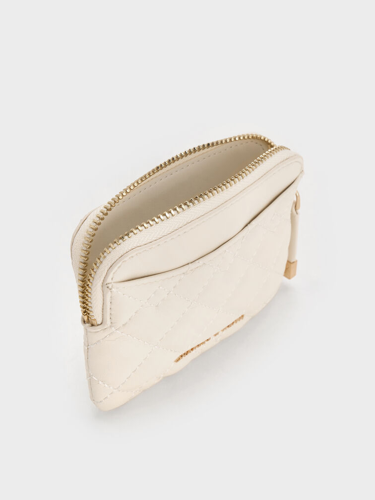 Duo Quilted Card Holder, Cream, hi-res