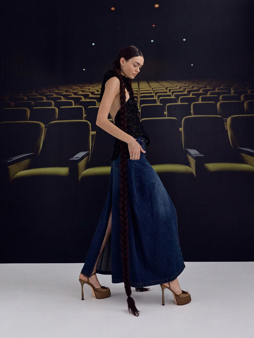 Francesca Peep-Toe Platform Heels, Brown, hi-res