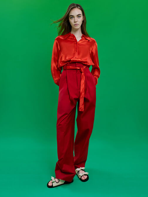 Knot-Bow Double-Strap Slingback Sandals, Chalk, hi-res