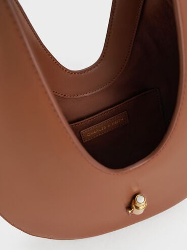 Cesia Metallic-Accent Hobo Bag, Chocolate, hi-res