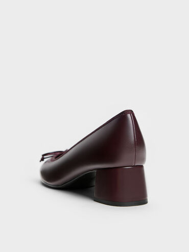Bow Ballet Pumps, Burgundy, hi-res