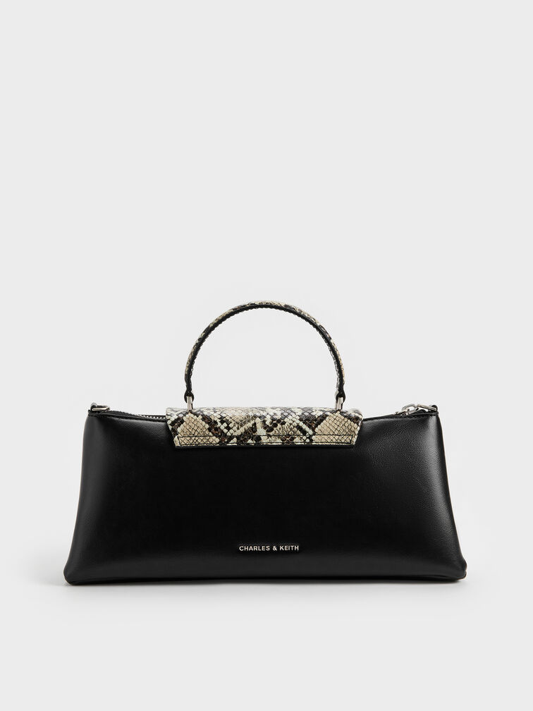 Lilibet Snake-Print Elongated Top Handle Bag, Animal Print Natural, hi-res