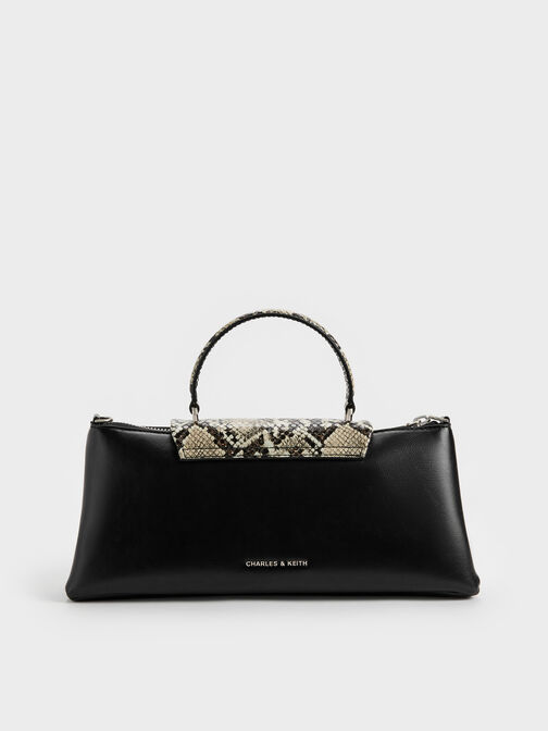 Lilibet Snake-Print Elongated Top Handle Bag, Animal Print Natural, hi-res
