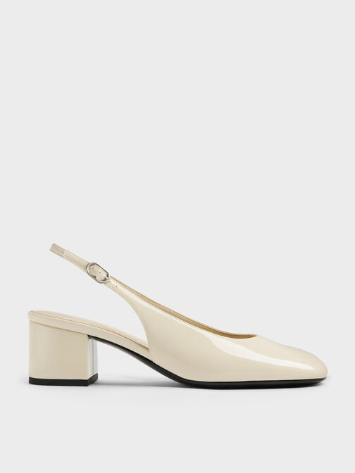 Danni Patent Slingback Pumps, Chalk, hi-res