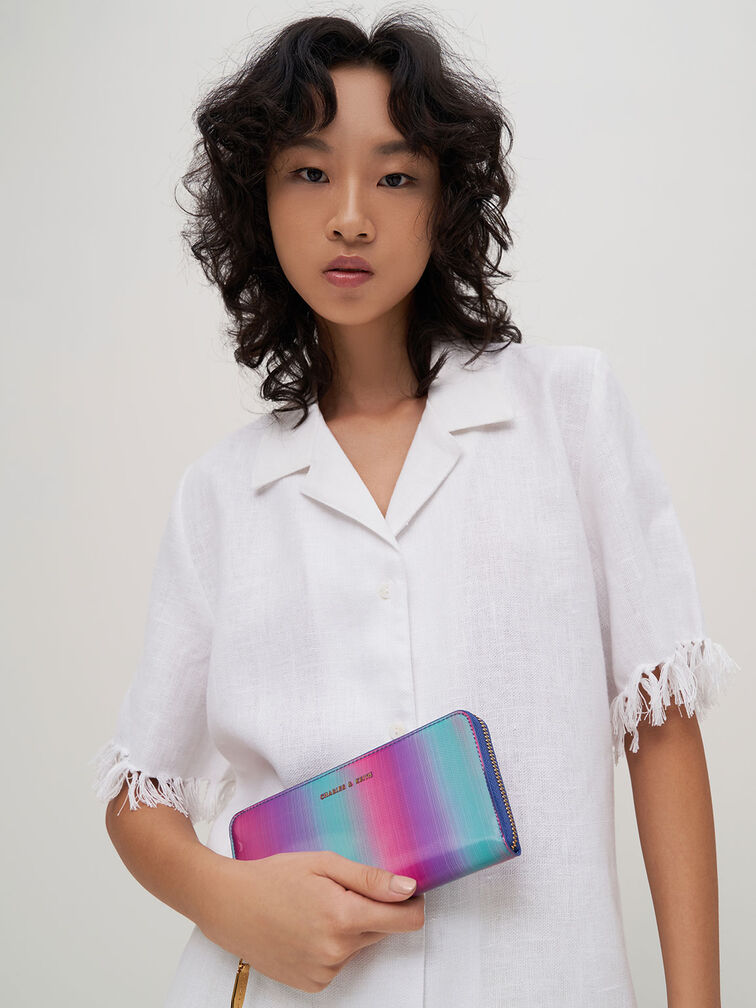Dulcie Ombre Zip-Around Long Wallet, Peacock, hi-res