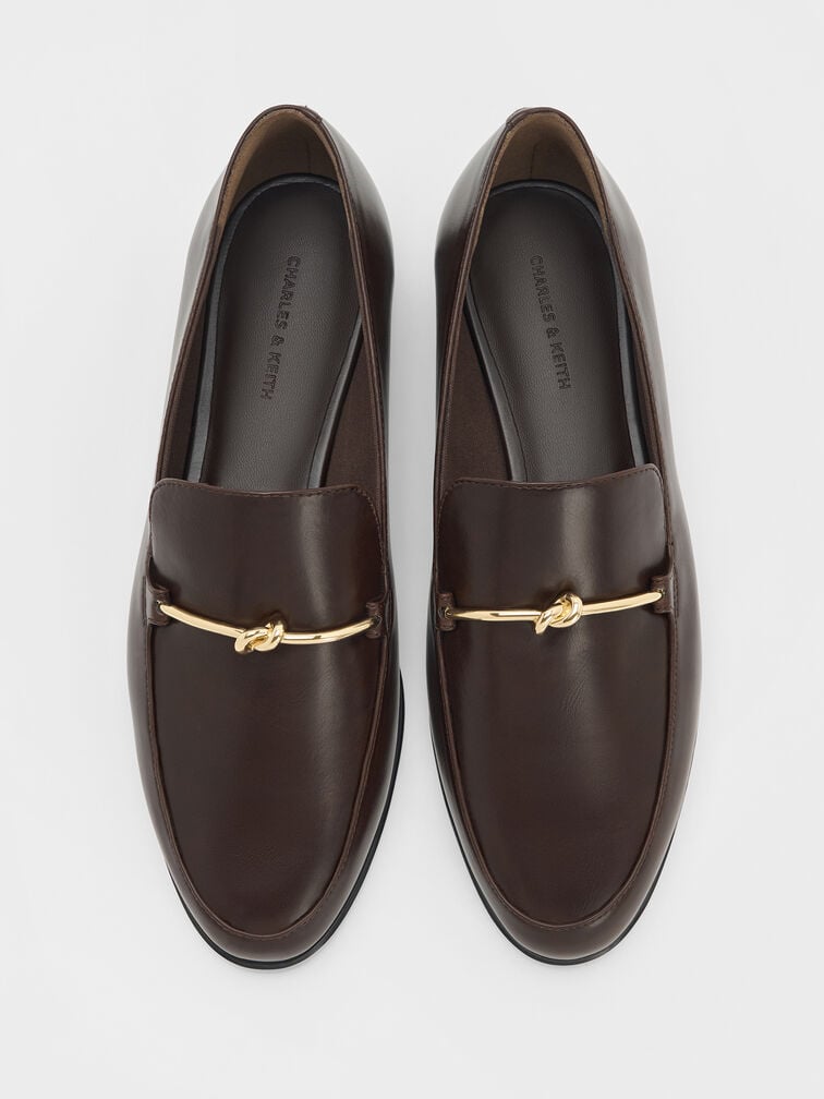 حذاء لوفر بإكسسوار معدني, بني داكن, hi-res