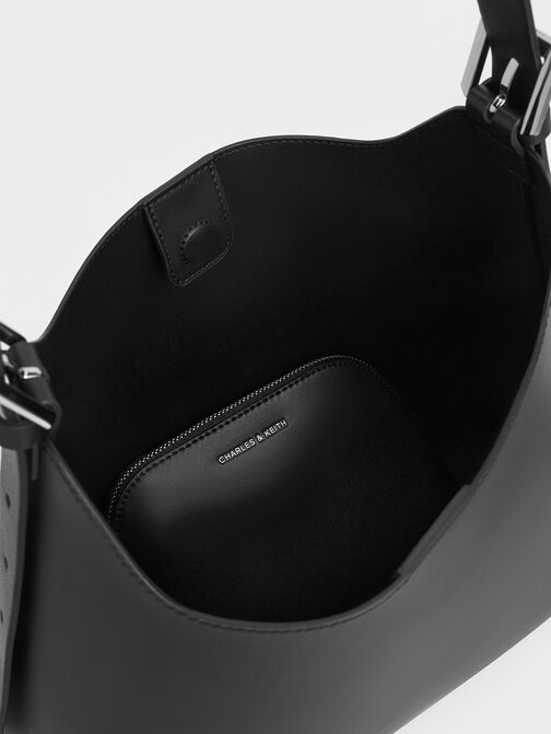 حقيبة هوبو "هيرثا" ترابيز مرنة, أسود كلاسيكي, hi-res