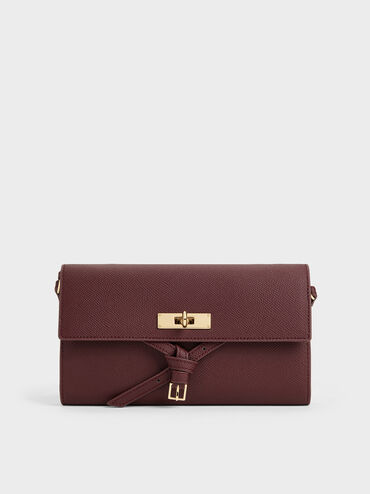Tricha Knotted-Belt Crossbody Bag, Wineberry Red, hi-res