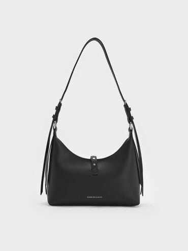 شنطة كتف لارك مزينة بحزام, أسود كلاسيكي, hi-res