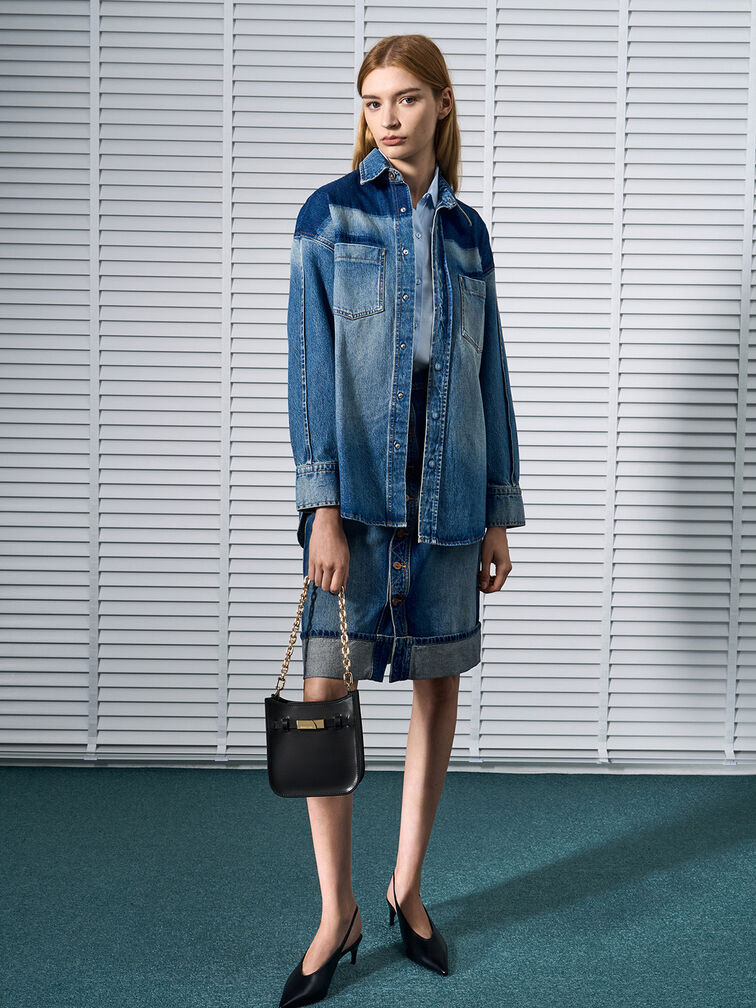 Aurelia Metallic-Accent Crossbody Bag, Black, hi-res