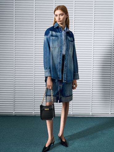 Aurelia Metallic-Accent Crossbody Bag, Black, hi-res