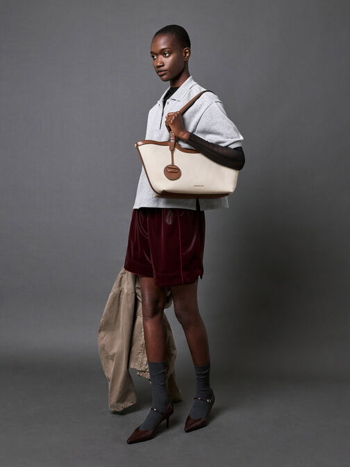 حقيبة حمل قماشية كبيرة الحجم من إينولا, شوكولاتي, hi-res