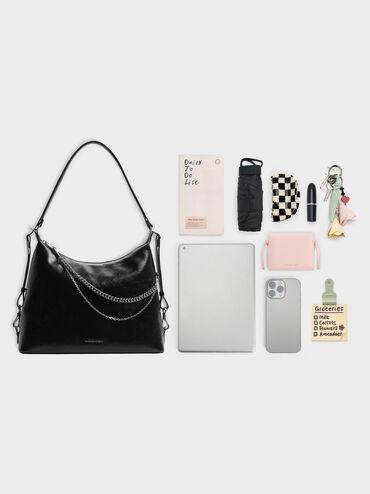Atwood Chain Hobo Bag, Noir, hi-res
