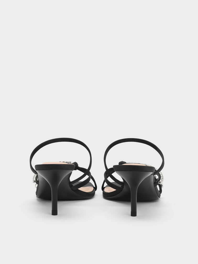 صندل بكعب وأشرطة مزين بحلية من البوليستر المعاد تدويره, أسود خشن, hi-res