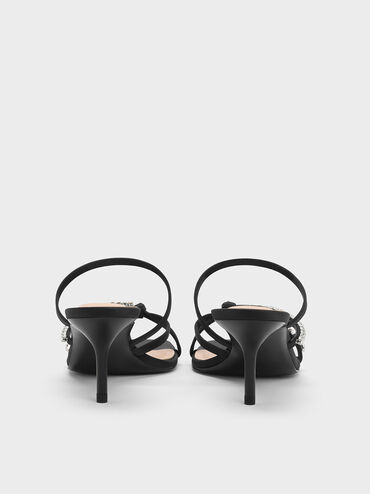 صندل بكعب وأشرطة مزين بحلية من البوليستر المعاد تدويره, أسود خشن, hi-res