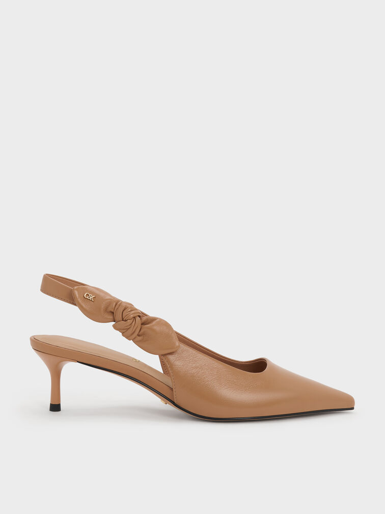 Jayce Leather Slingback Kitten Heels, Tan, hi-res