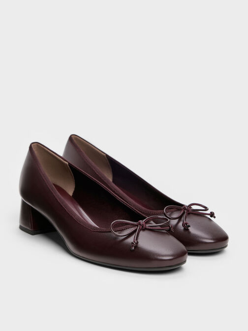 Bow Ballet Pumps, Burgundy, hi-res