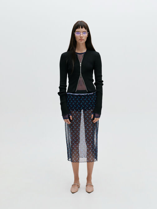 حذاء ماري جاين مسطح من الدانتيل والساتان مطعم بالكريستال, لون البشرة الطبيعي, hi-res