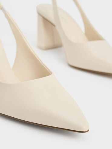 Teagan Trapeze Heel Slingback Pumps, Chalk, hi-res