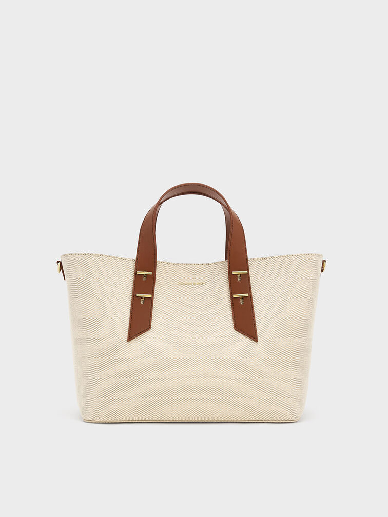 حقيبة توت قماشية شانيا, شوكولاتي, hi-res