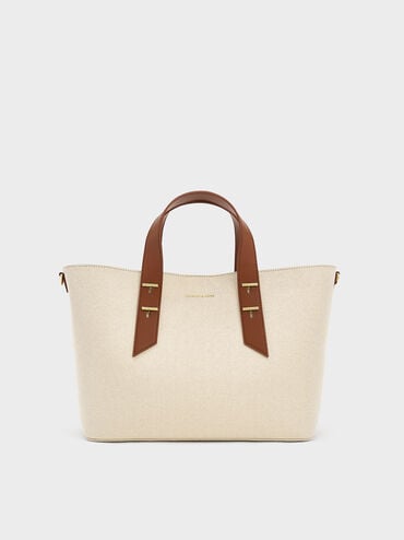 حقيبة توت قماشية شانيا, شوكولاتي, hi-res