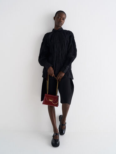 Samantha Envelope Chain-Handle Bag, Burgundy, hi-res