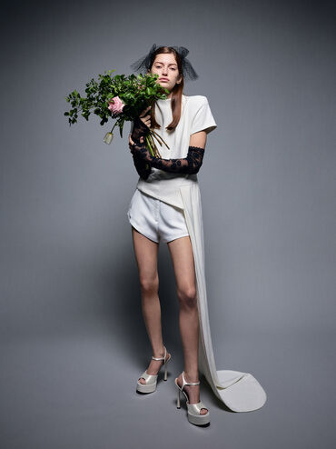 Francesca Peep-Toe Platform Heels, White, hi-res