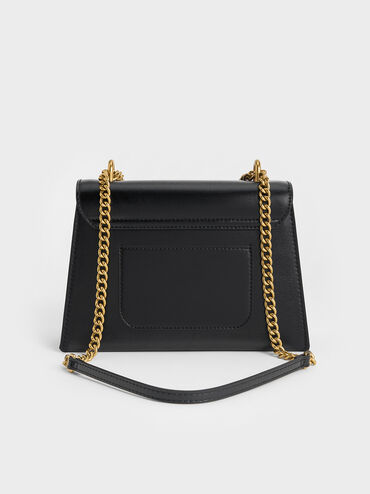 Samantha Envelope Chain-Handle Bag, Black, hi-res