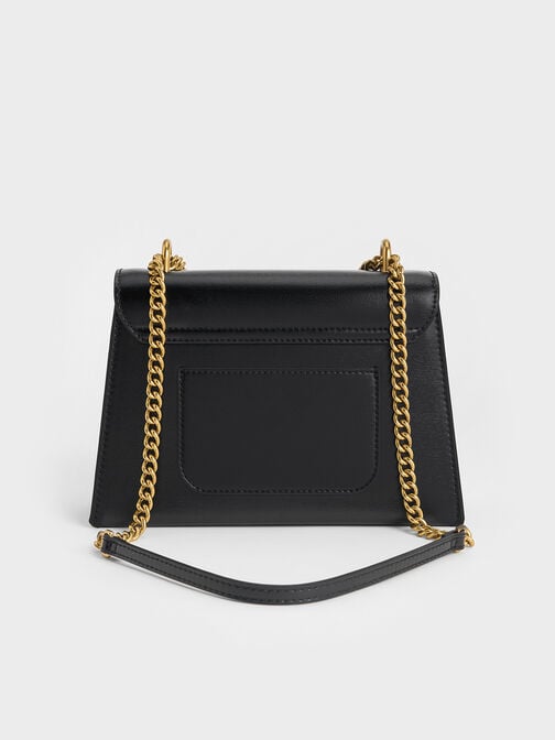 Samantha Envelope Chain-Handle Bag, Black, hi-res
