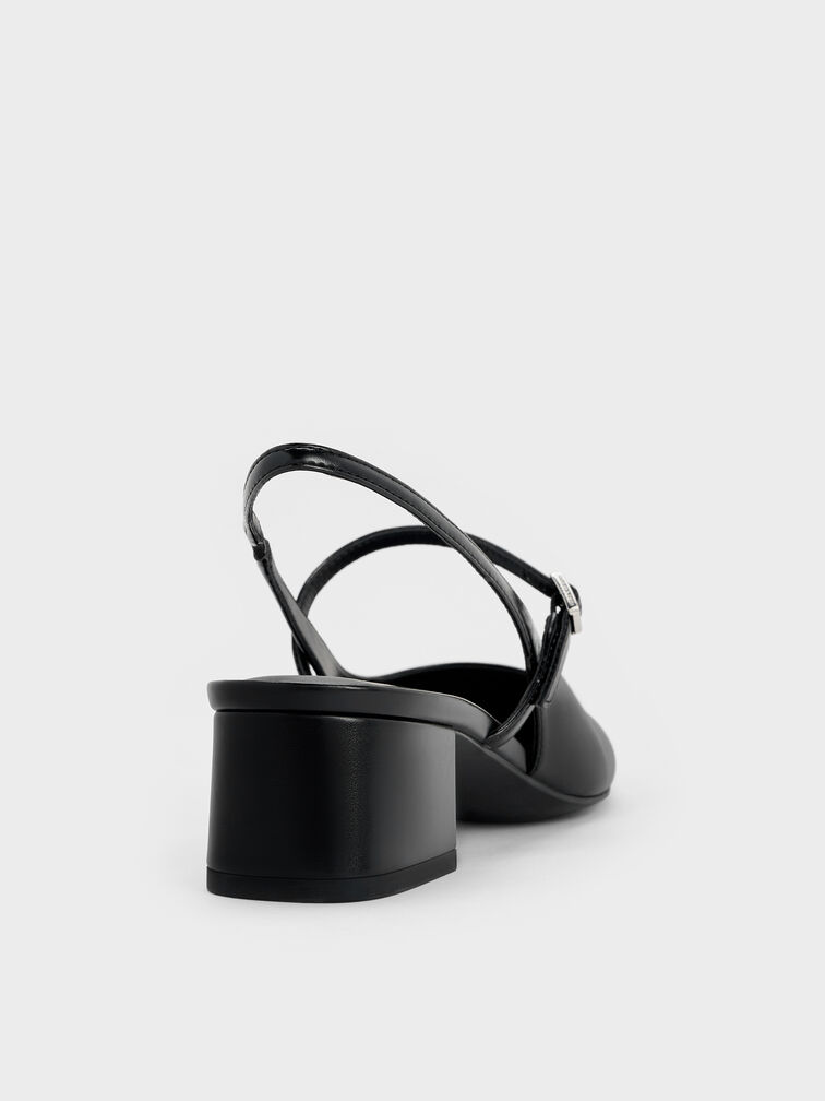 حذاء ماري جين بكعب عريض وحزام خلفي, أسود, hi-res