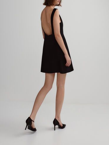 حذاء دورسي ساتان بكعب رفيع, أسود خشن, hi-res