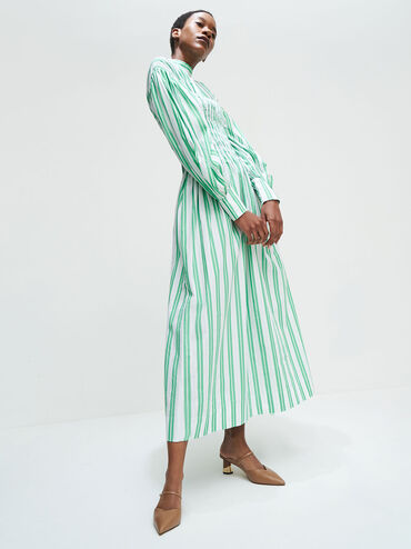 Cammie Metallic Sculptural Heel Mules, Camel, hi-res