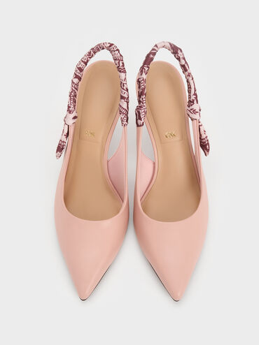 Tayari Leather Printed-Strap Slingback Pumps, Pink, hi-res
