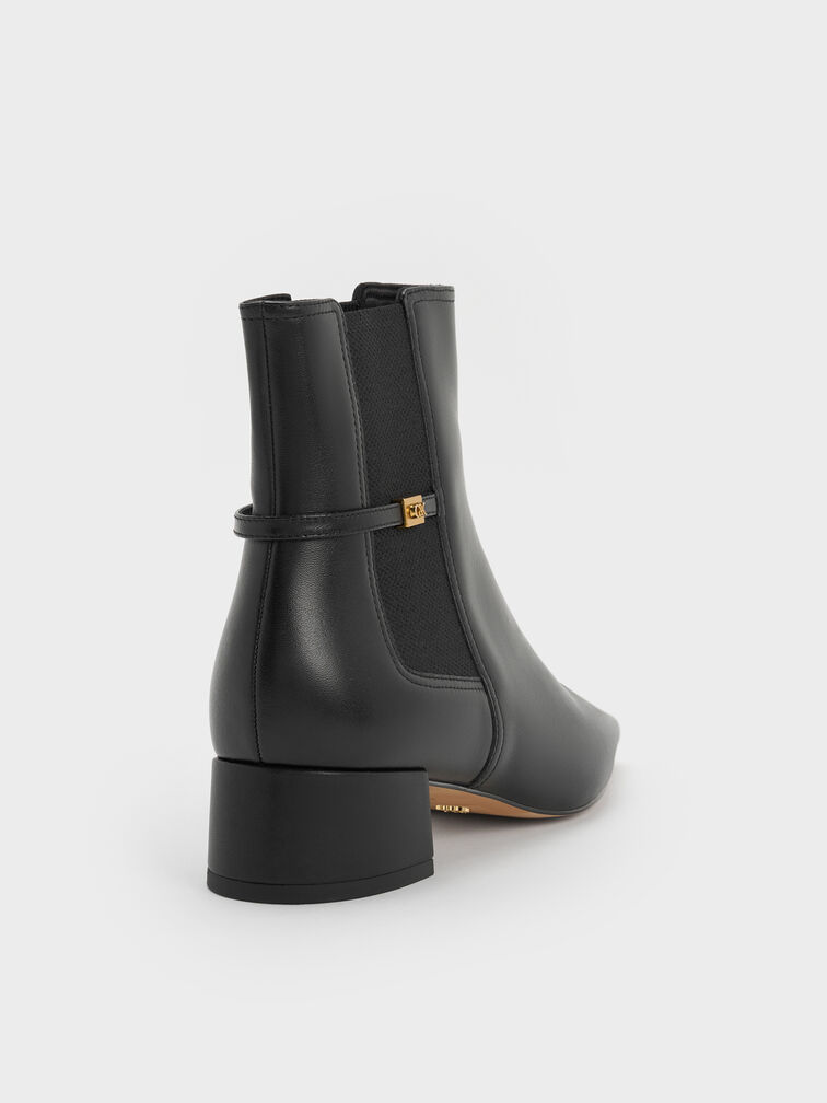 Georgina Leather Tapered Square-Toe Ankle Boots, Black, hi-res