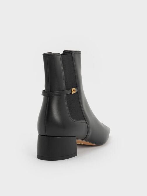 بوت جورجينا جلد بمقدمة مربعة, أسود, hi-res